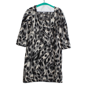 St. John Knit Dress with Intricate Feather Pattern